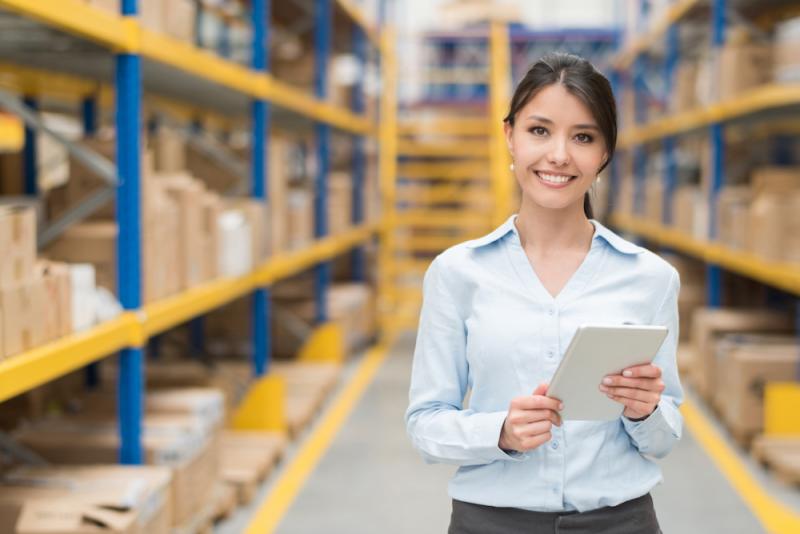 woman in warehouse